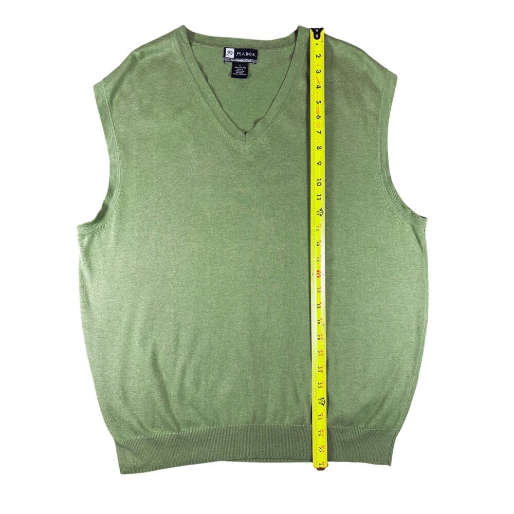 Jos A Bank Leadbetter Golf Men's L Green Cotton V-Neck Sweater Vest - Picture 4 of 7